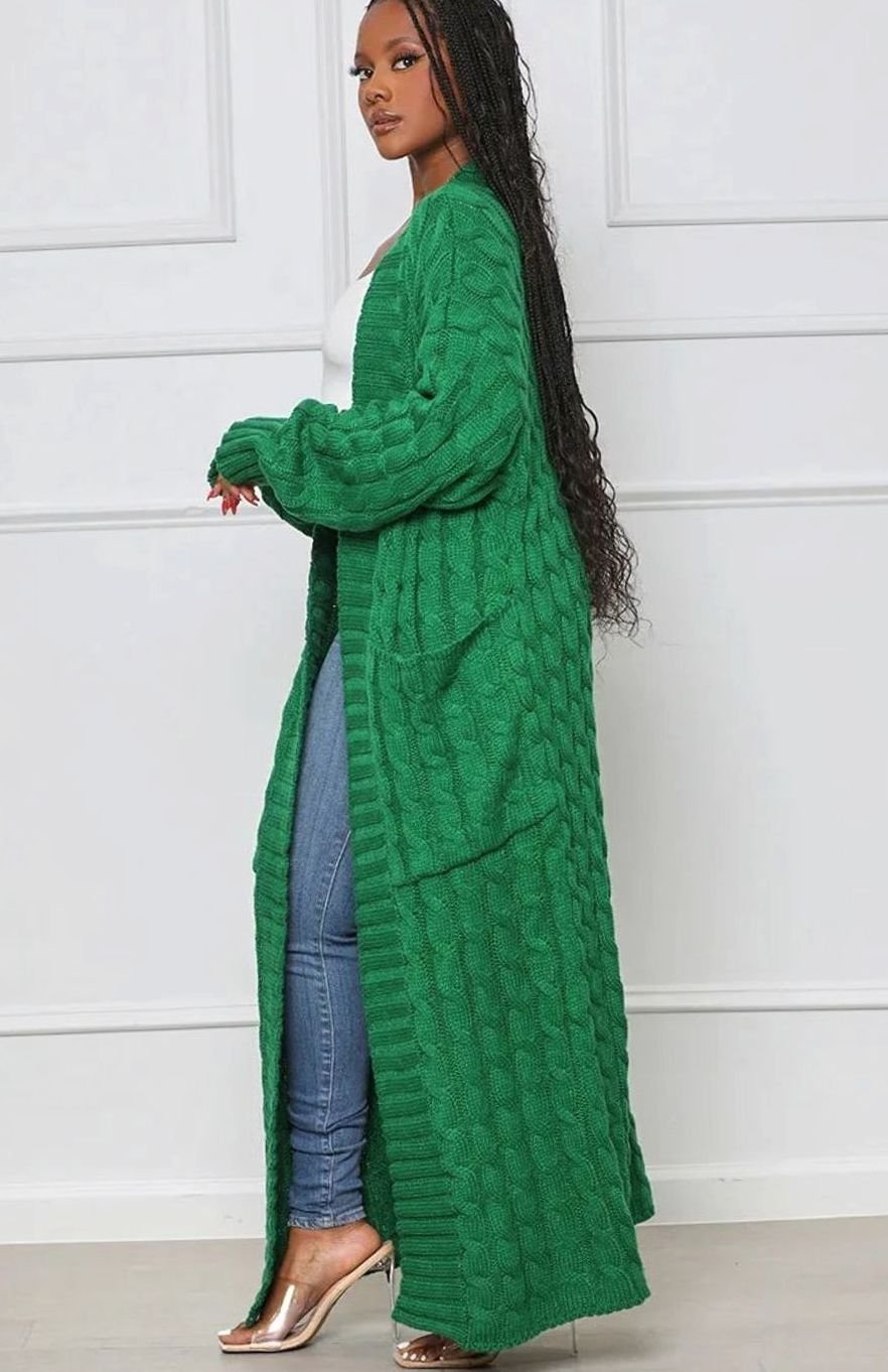 Women's Longline Oversized Knit Cardigan Open Front Ribbed Sweater