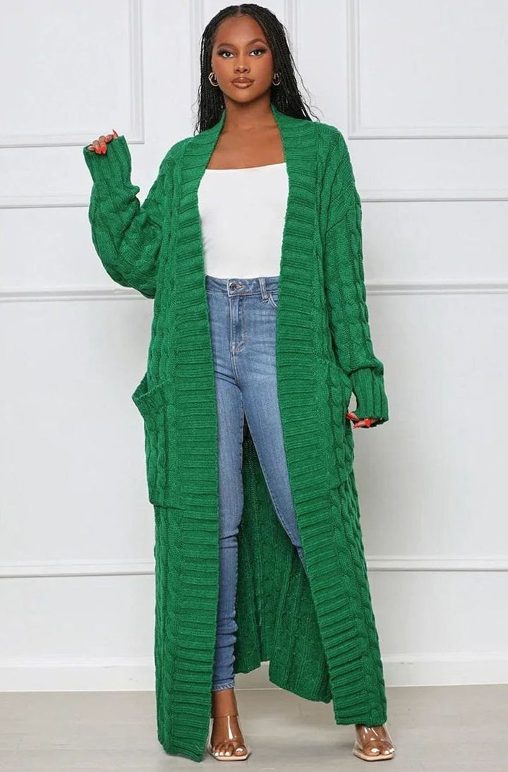 Women's Longline Oversized Knit Cardigan Open Front Ribbed Sweater