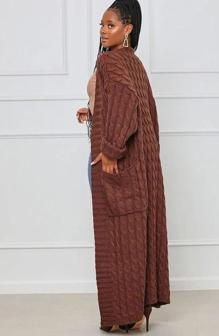 Women's Longline Oversized Knit Cardigan Open Front Ribbed Sweater