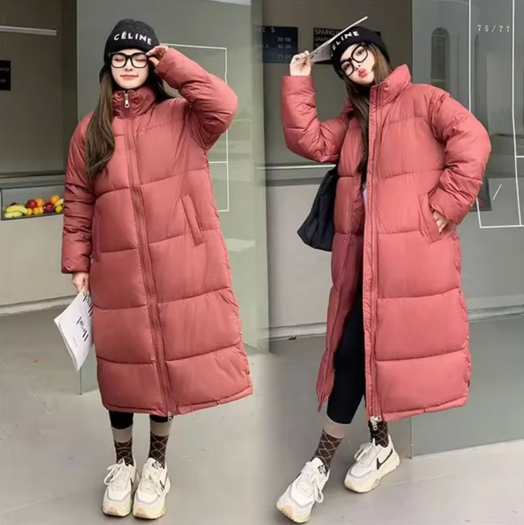 Women's Longline Oversized Quilted Padded Coat - Red