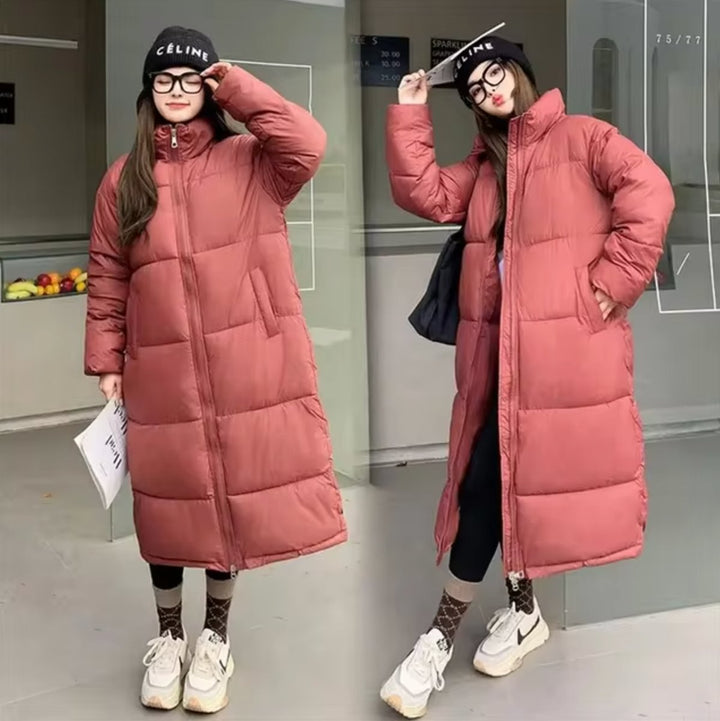 Women's Longline Oversized Quilted Padded Coat - Red