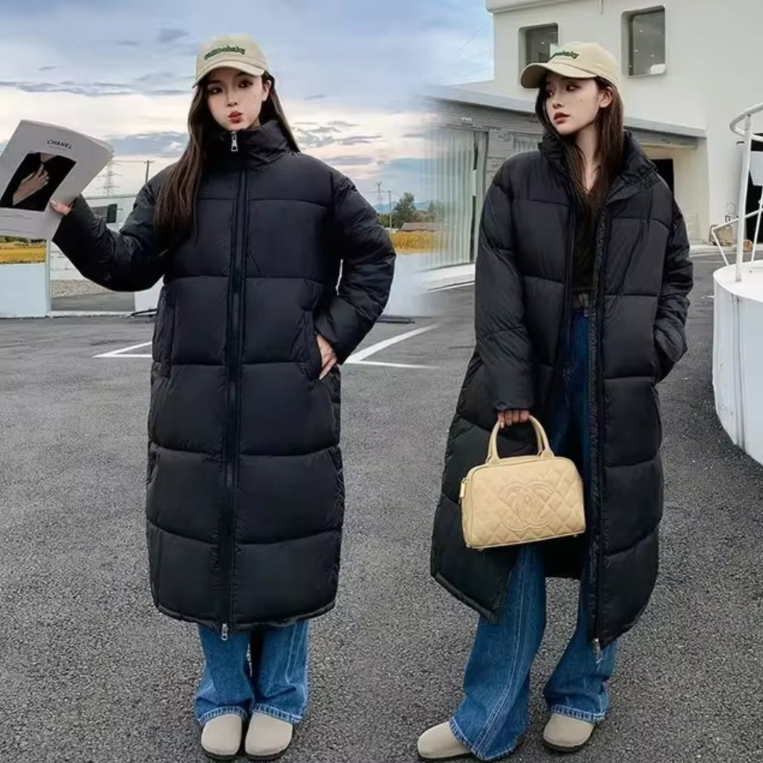 Women's Longline Oversized Quilted Padded Coat - Black