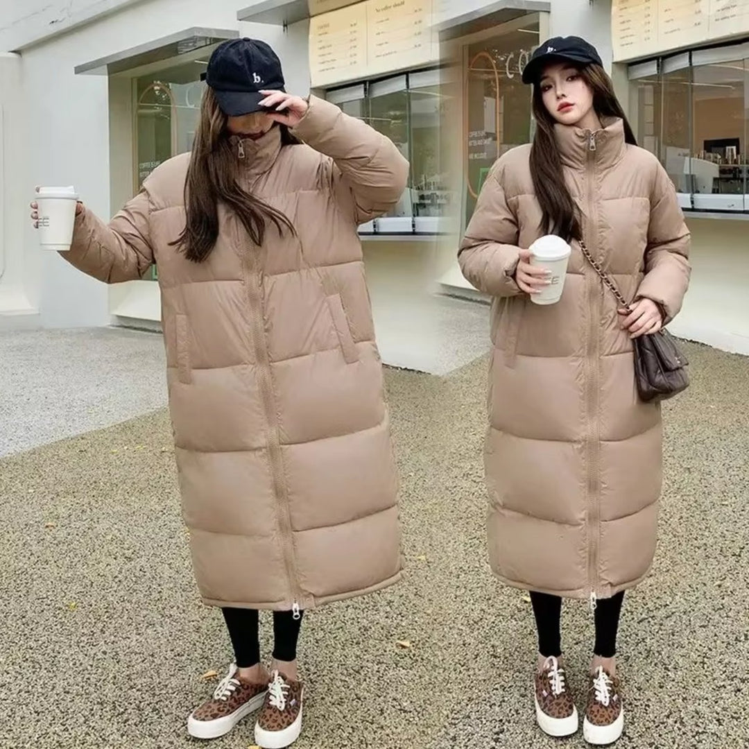 Women's Longline Oversized Quilted Padded Coat - Khaki