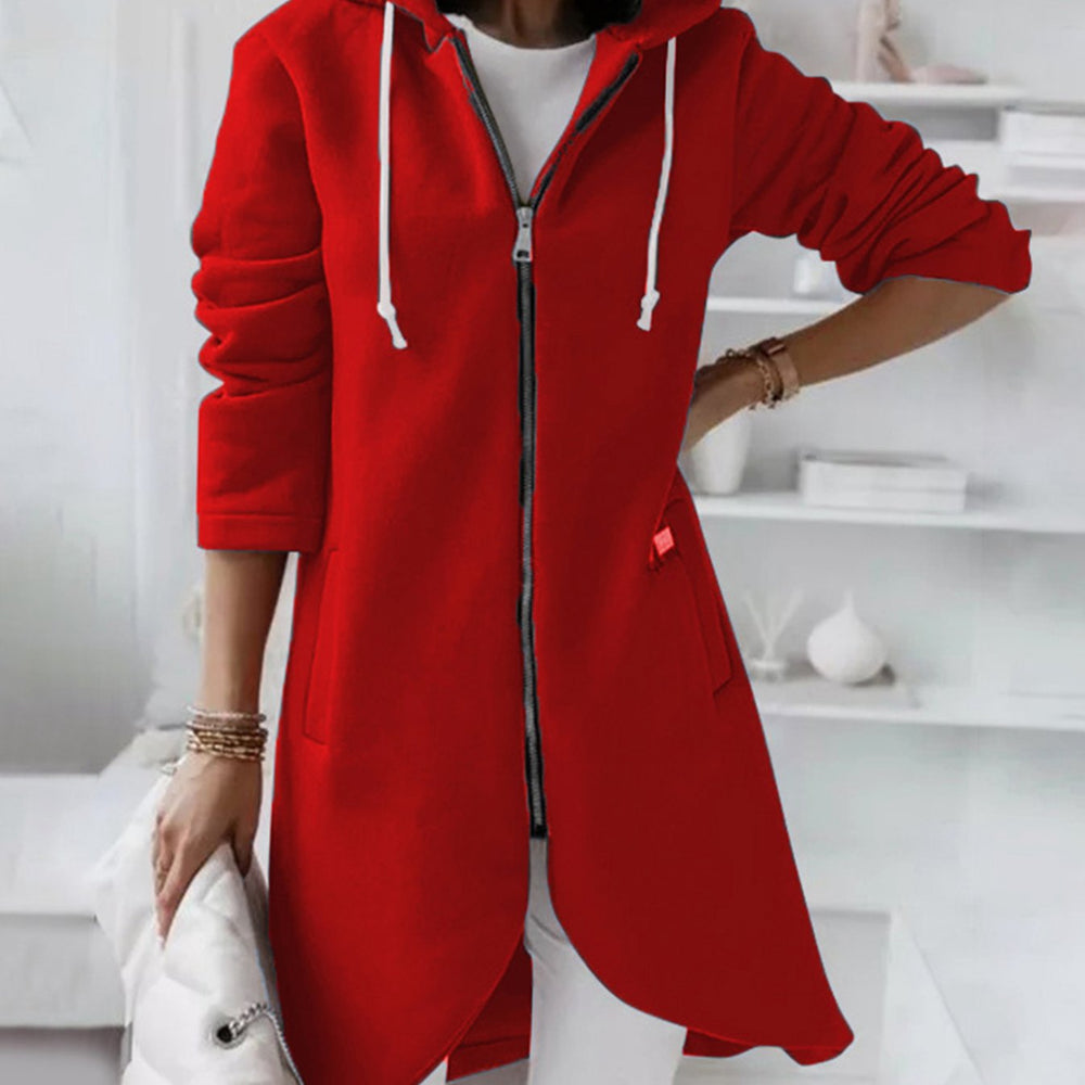 Women's Longline Zip-Up Oversized Knit Cardigan Hoodie