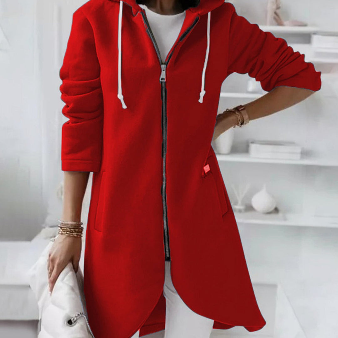 Women's Longline Zip-Up Oversized Knit Cardigan Hoodie