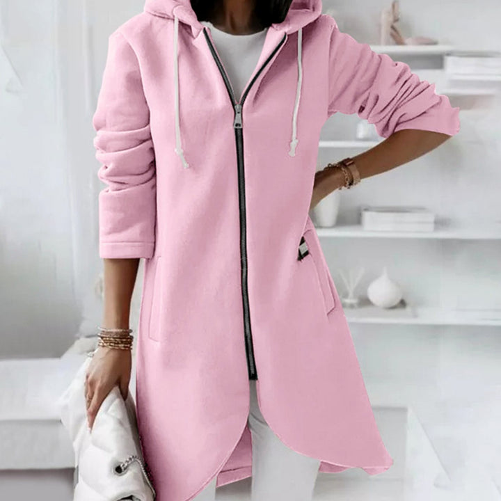 Women's Longline Zip-Up Oversized Knit Cardigan Hoodie