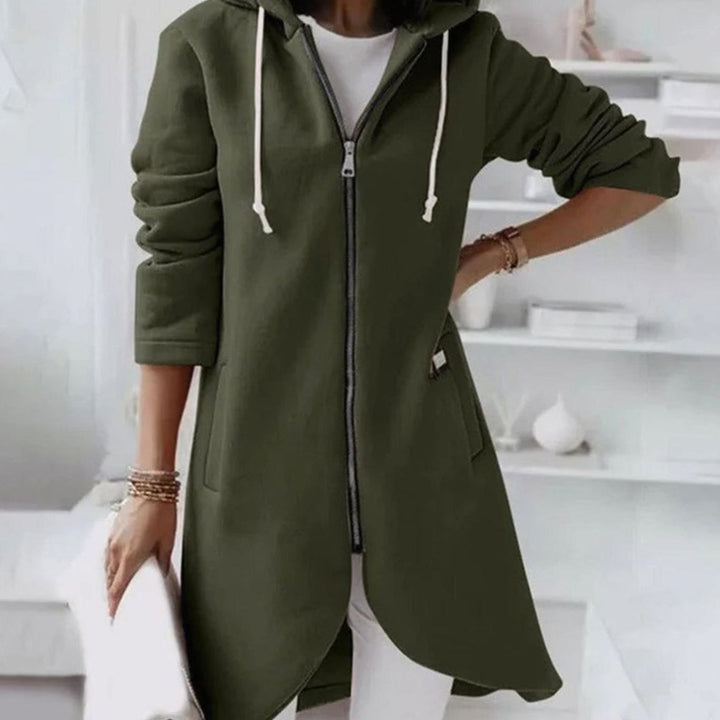Women's Longline Zip-Up Oversized Knit Cardigan Hoodie