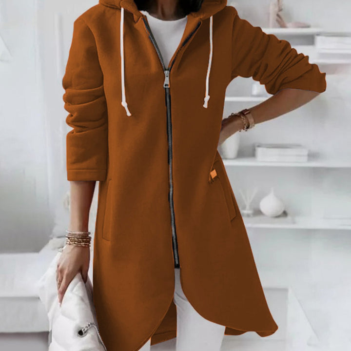 Women's Longline Zip-Up Oversized Knit Cardigan Hoodie