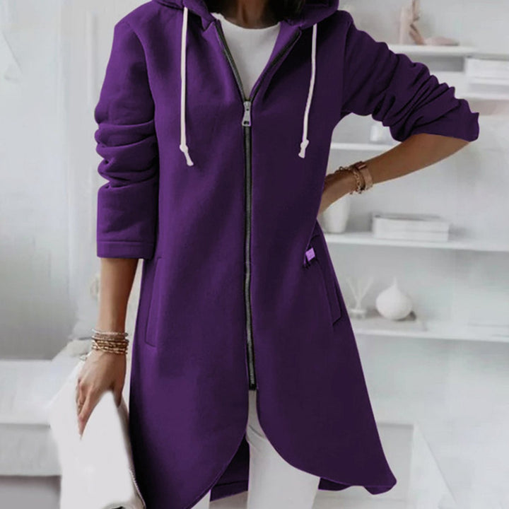 Women's Longline Zip-Up Oversized Knit Cardigan Hoodie