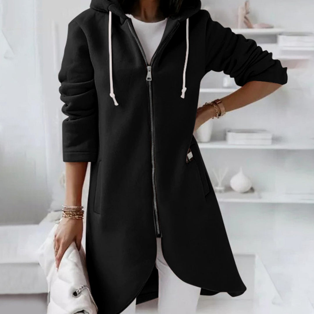 Women's Longline Zip-Up Oversized Knit Cardigan Hoodie