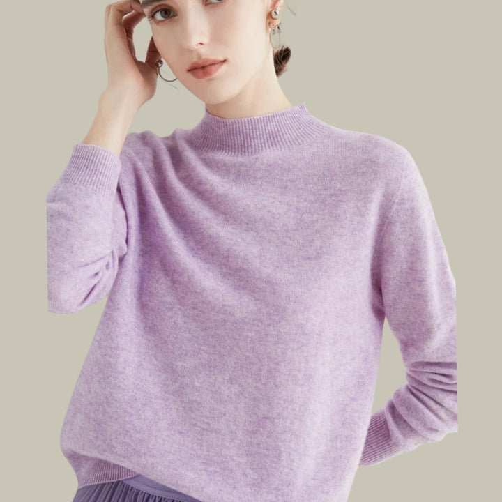 Women's Merino Mock-Neck Slim-Fit Wool Sweaters - Jacquard Purple