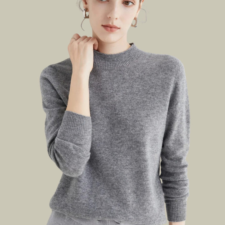 Women's Merino Mock-Neck Slim-Fit Wool Sweaters - Grey