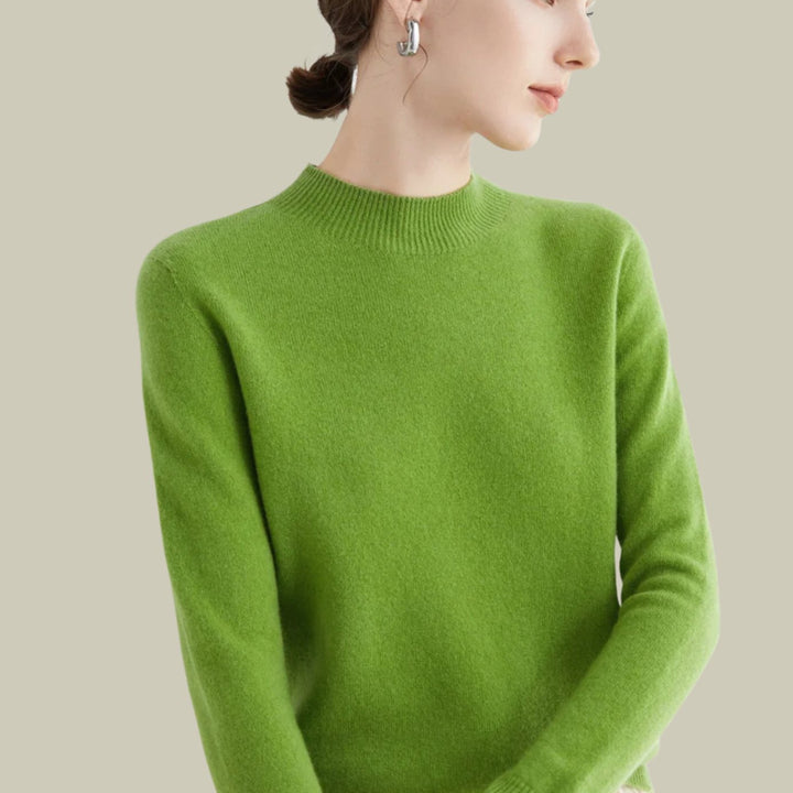 Women's Merino Mock-Neck Slim-Fit Wool Sweaters - Fruit Green