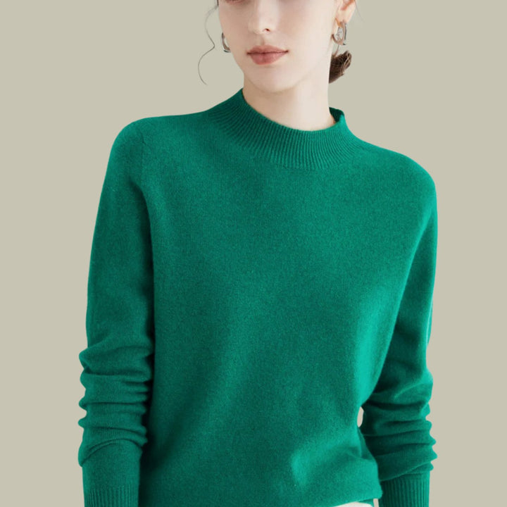 Women's Merino Mock-Neck Slim-Fit Wool Sweaters - Jacquard Green