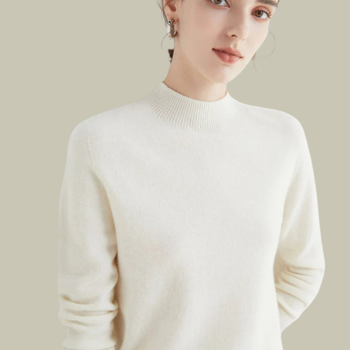 Women's Merino Mock-Neck Slim-Fit Wool Sweaters - White