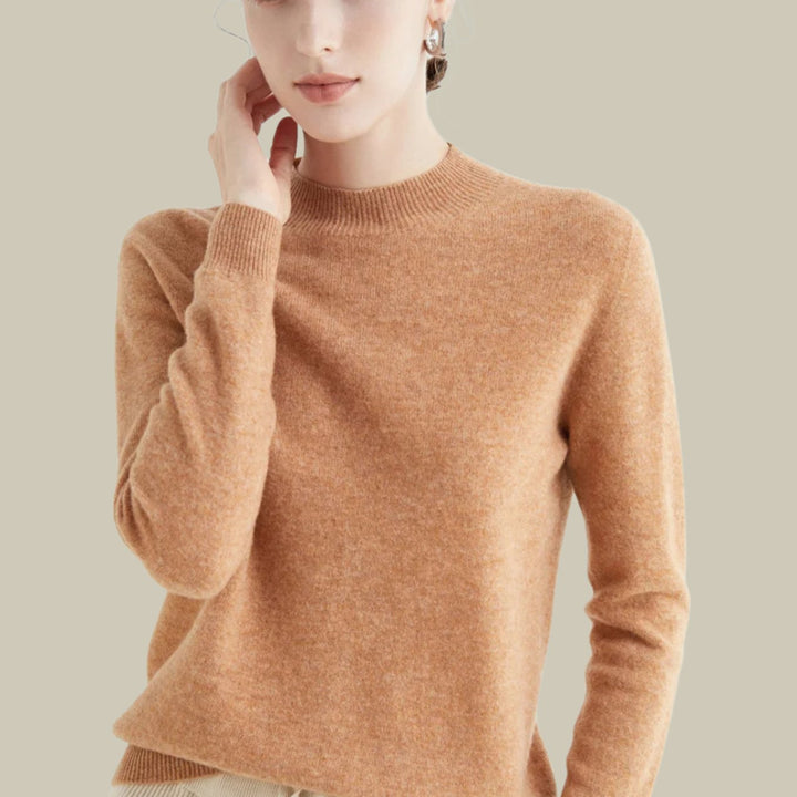 Women's Merino Mock-Neck Slim-Fit Wool Sweaters - Golden Camel