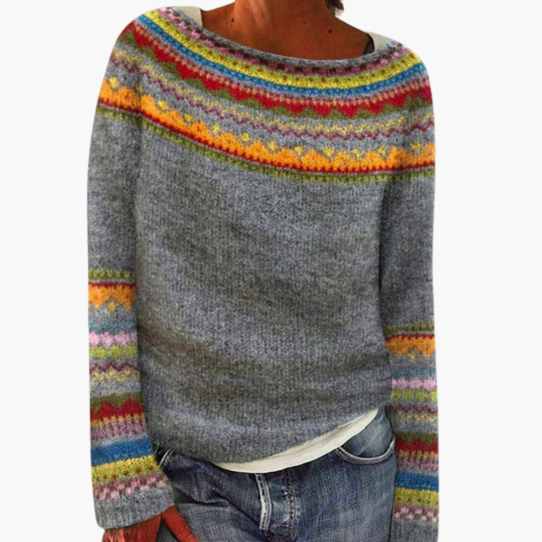 Women's Merino Wool Sweater Fair Isle Knit Pullover Jumper