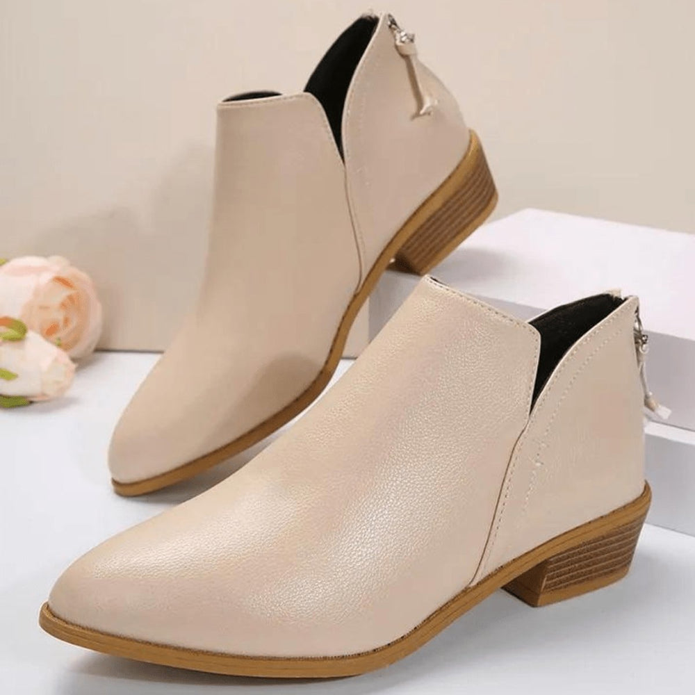 Women's Metallic Pointed-Toe Block-Heel Ankle Heeled Boots