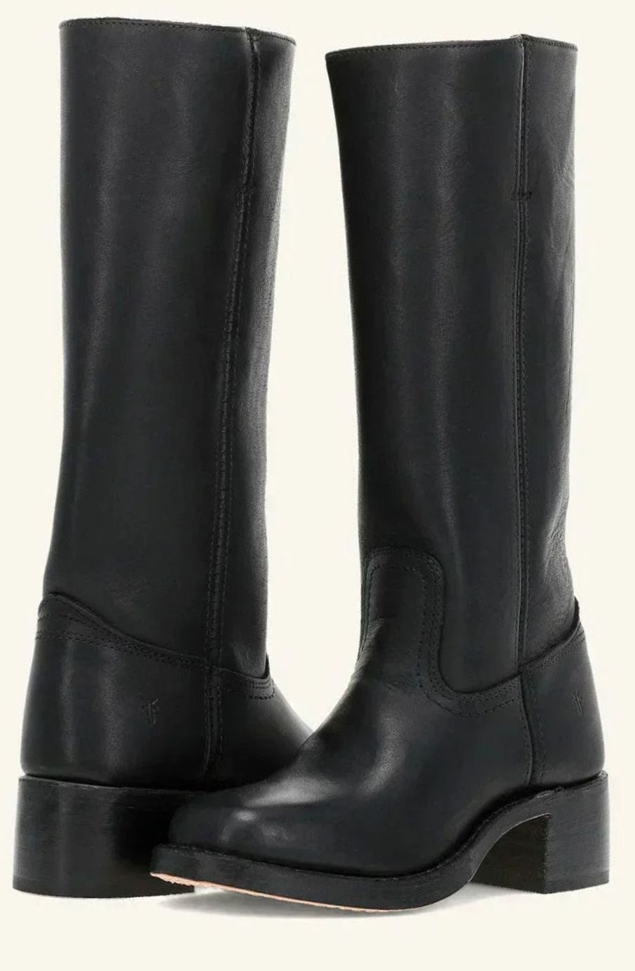 Women's Mid-Calf Stacked-Heel Leather Western Boots - Black