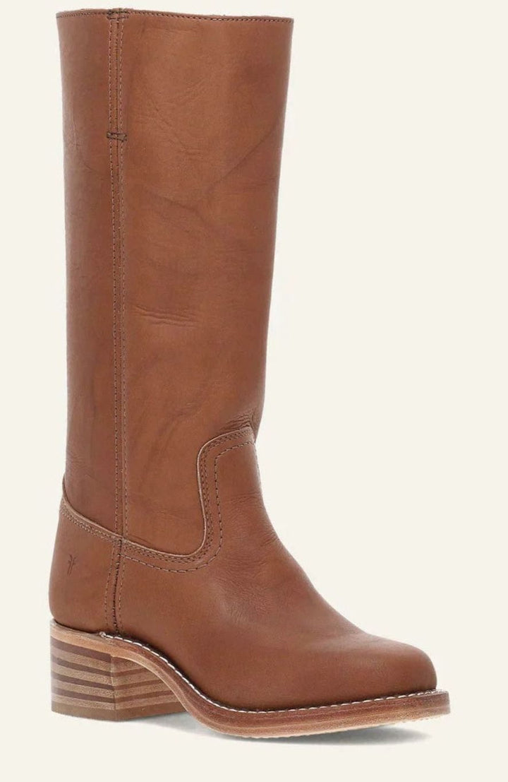 Women's Mid-Calf Stacked-Heel Leather Western Boots