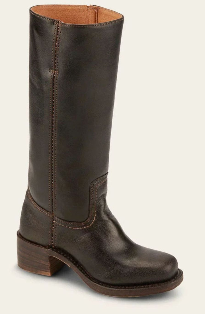 Women's Mid-Calf Stacked-Heel Leather Western Boots
