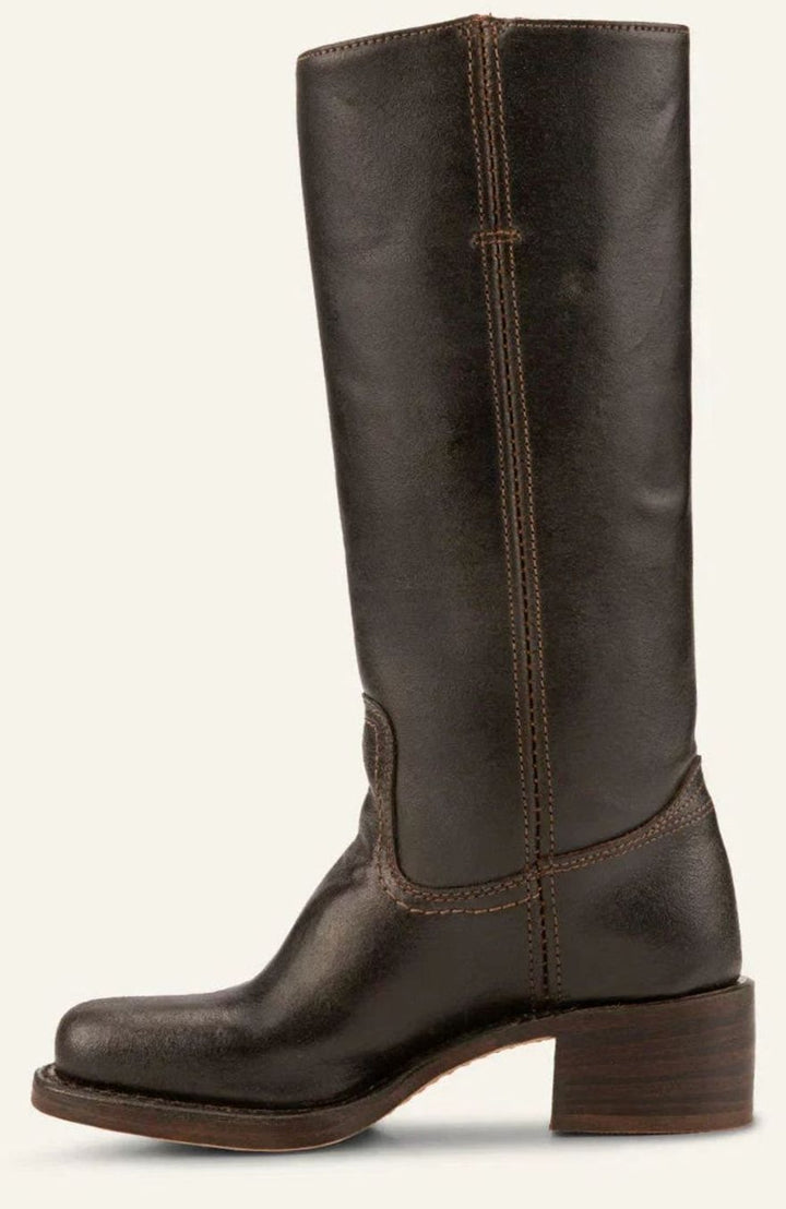 Women's Mid-Calf Stacked-Heel Leather Western Boots