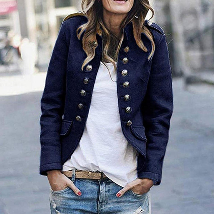 Women's Military-Style Double-Breasted Short Blazer Jacket
