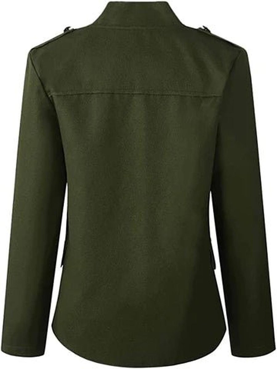 Women's Military-Style Double-Breasted Short Blazer Jacket