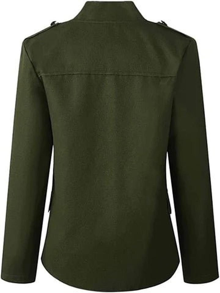 Women's Military-Style Double-Breasted Short Blazer Jacket