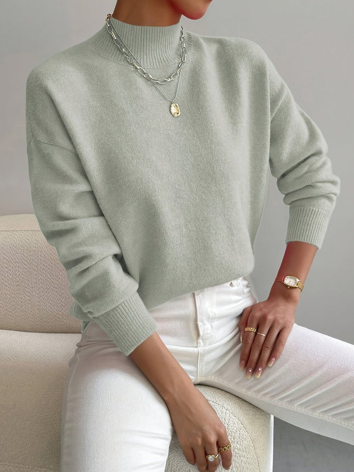 Women's Mock Neck Relaxed-Fit Soft Knit Turtleneck Jumper