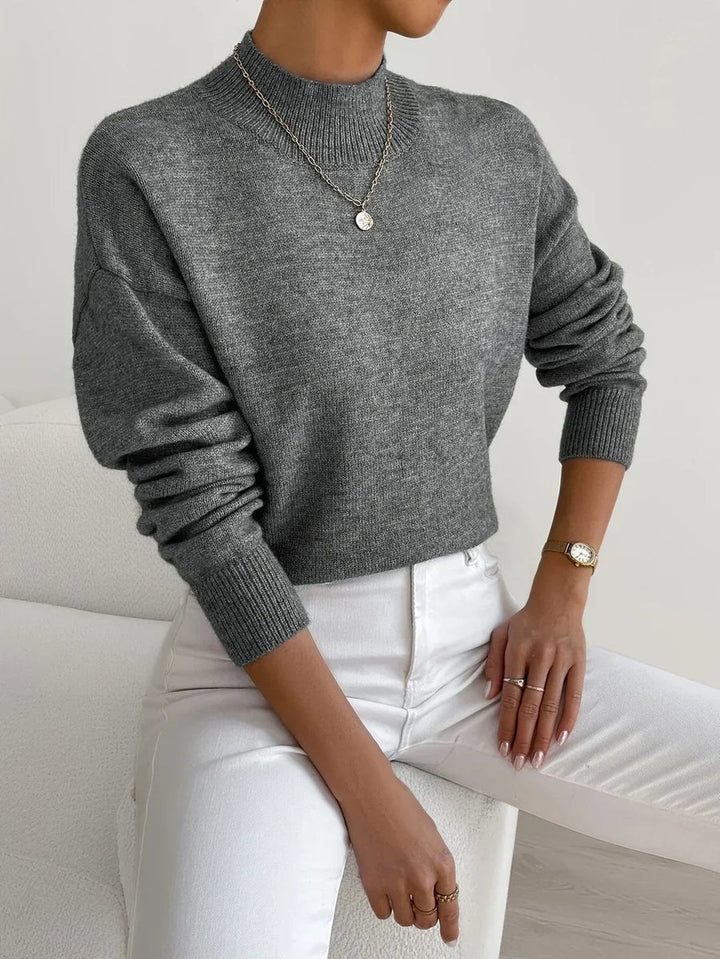 Women's Mock Neck Relaxed-Fit Soft Knit Turtleneck Jumper