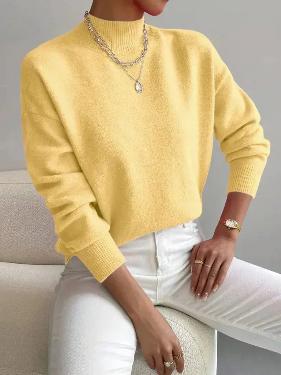 Women's Mock Neck Relaxed-Fit Soft Knit Turtleneck Jumper