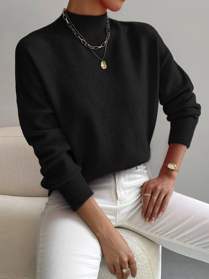 Women's Mock Neck Relaxed-Fit Soft Knit Turtleneck Jumper