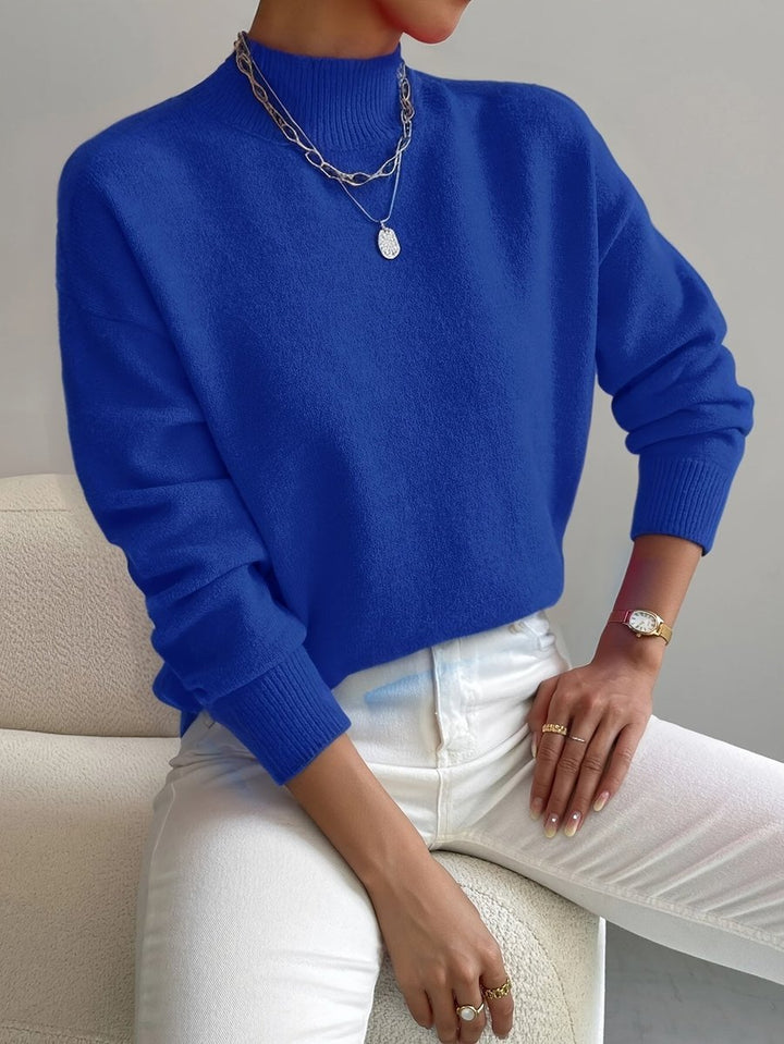 Women's Mock Neck Relaxed-Fit Soft Knit Turtleneck Jumper