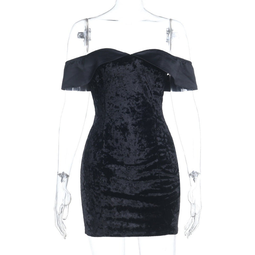 Women's Off-Shoulder Bodycon Velvet Party Dress