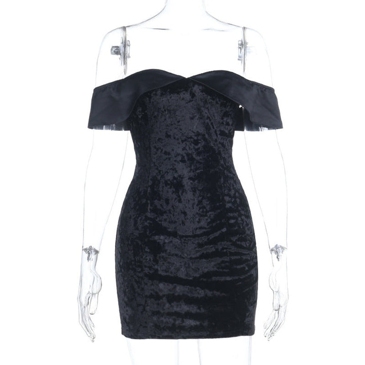 Women's Off-Shoulder Bodycon Velvet Party Dress