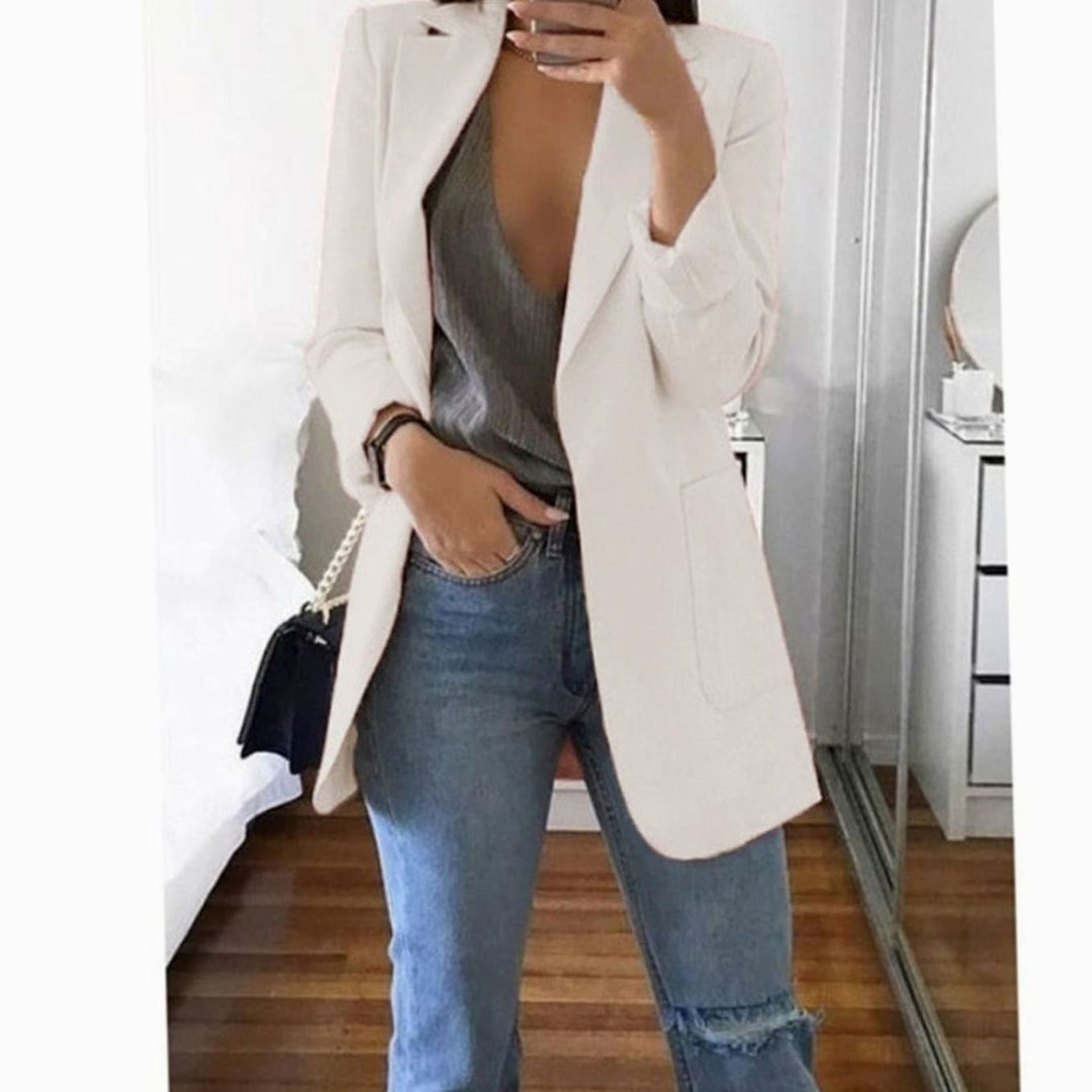 Women's Open-Front Oversized Knit Cardigan Longline Blazer