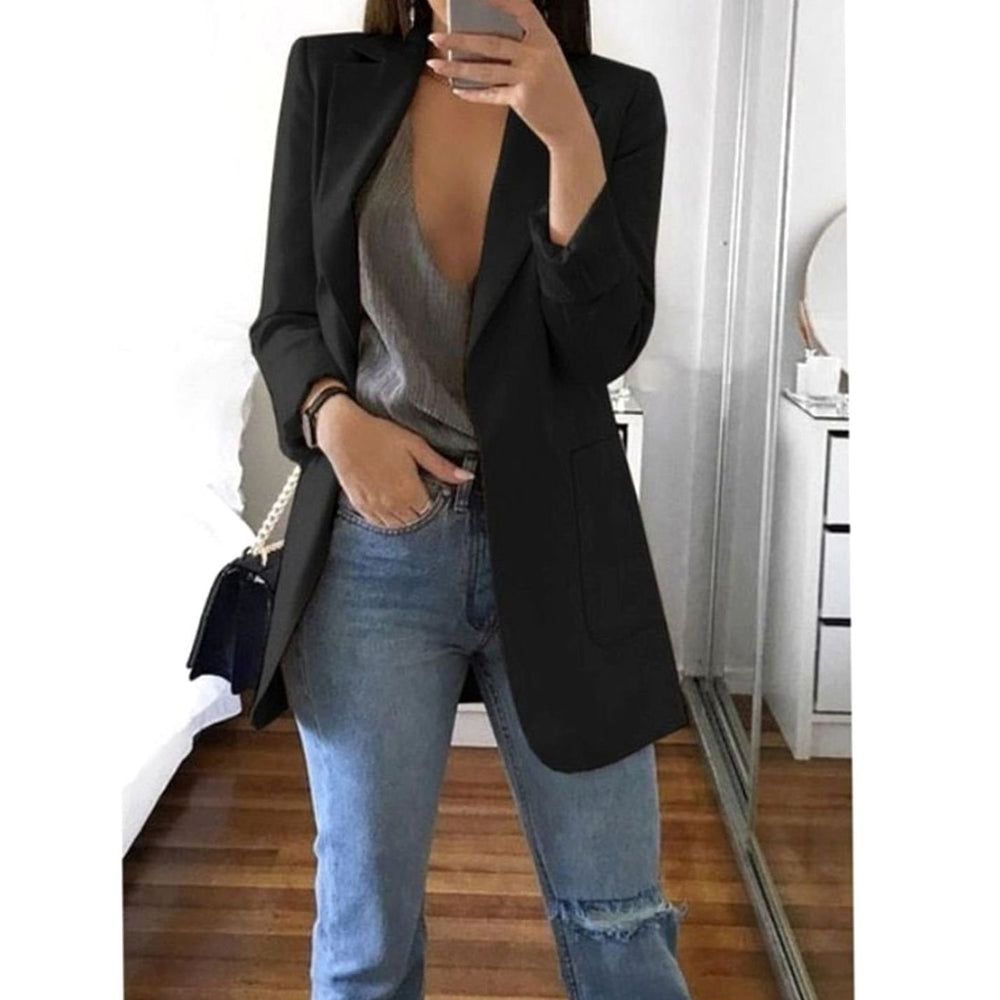 Women's Open-Front Oversized Knit Cardigan Longline Blazer