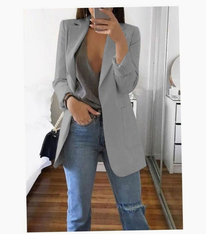 Women's Open-Front Oversized Knit Cardigan Longline Blazer
