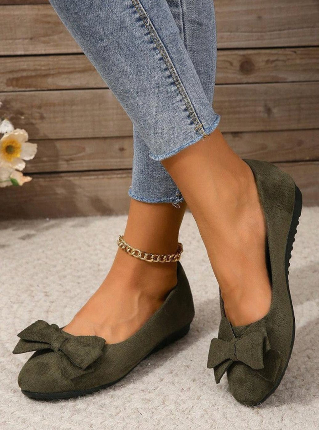 Women's Orthopaedic Bow-Detail Suede Slip-On Comfort Shoes