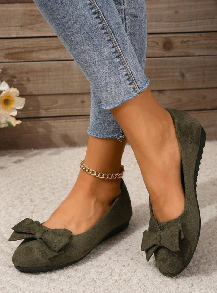 Women's Orthopaedic Bow-Detail Suede Slip-On Comfort Shoes