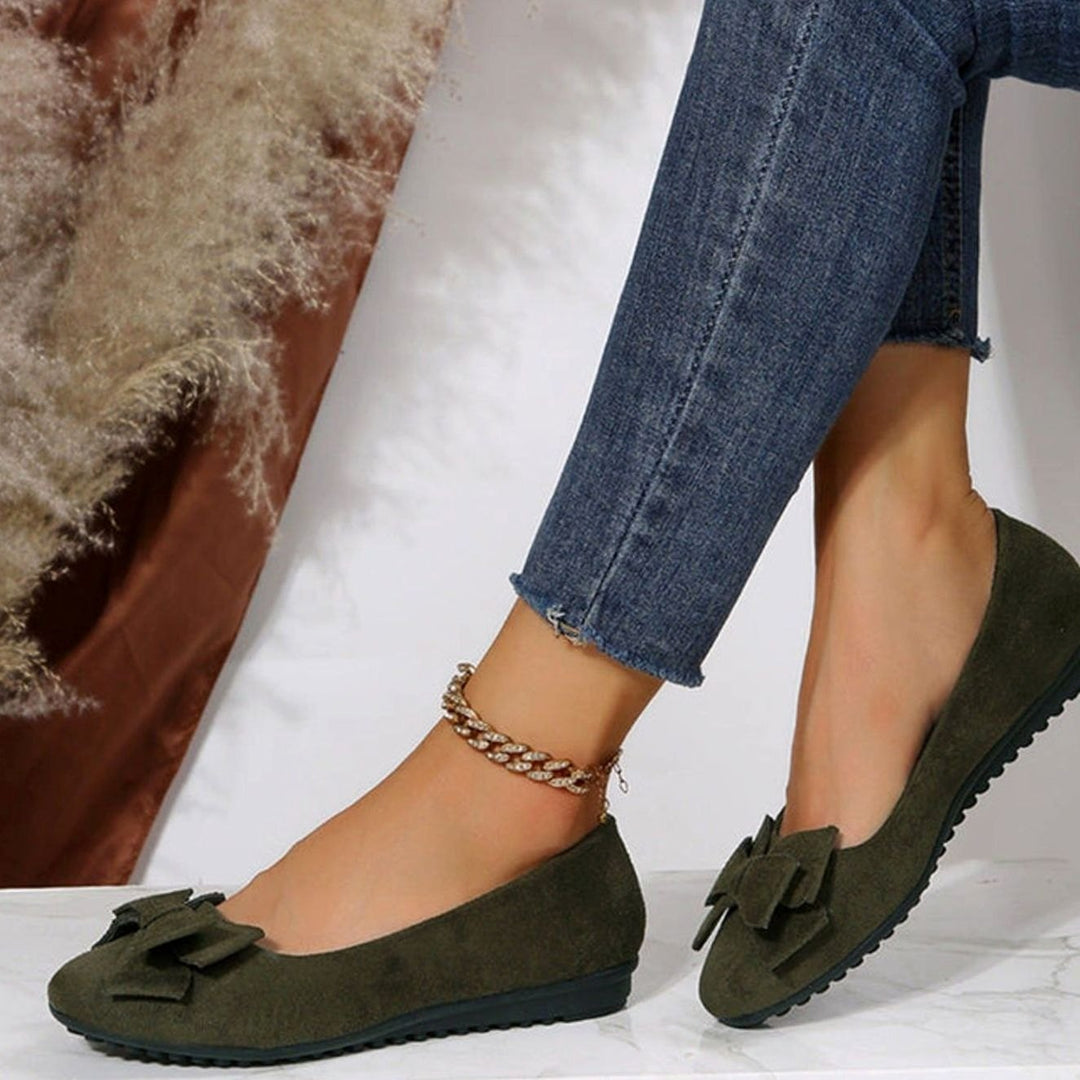 Women's Orthopaedic Bow-Detail Suede Slip-On Comfort Shoes