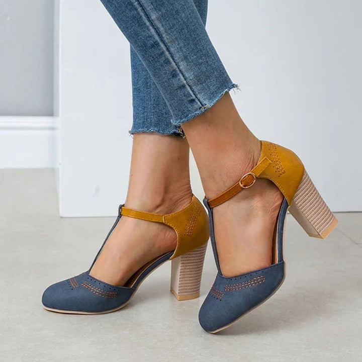 Women's Orthopaedic T-Bar Block-Heel Heeled Shoes