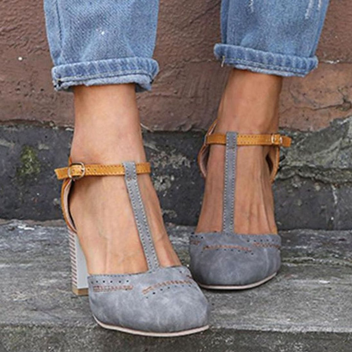 Women's Orthopaedic T-Bar Block-Heel Heeled Shoes