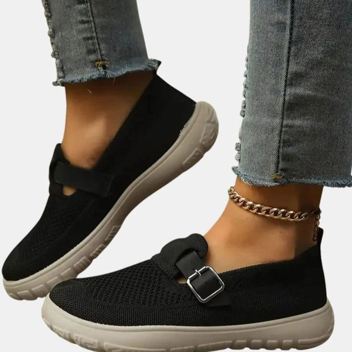 Women's Orthopedic Breathable Mesh Slip-On Buckle Trainers