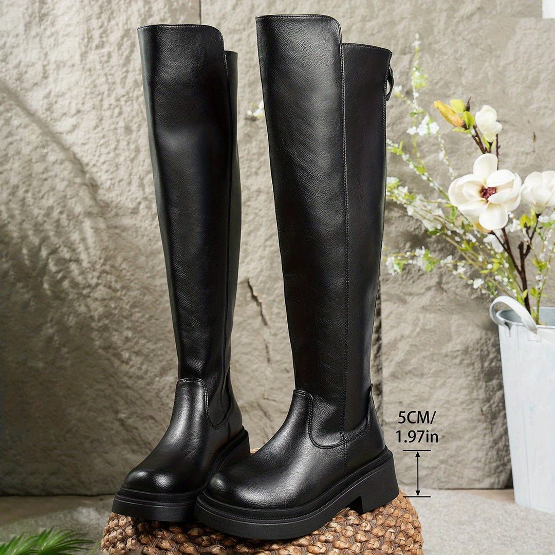 Women's Over-the-Knee Flat Chunky-Sole Stretch Knee-High Boots