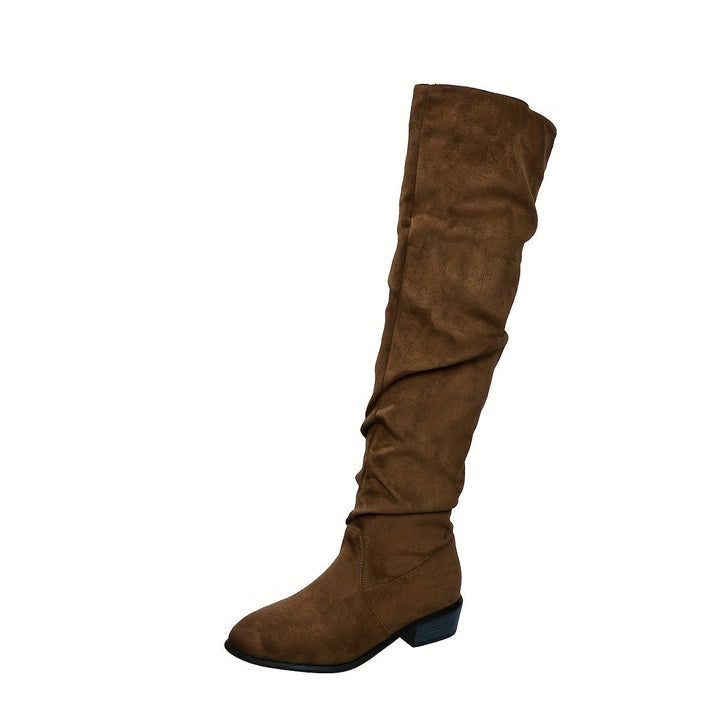 Women's Over-the-Knee Slouch Boots Low Block Heel Pointed Toe