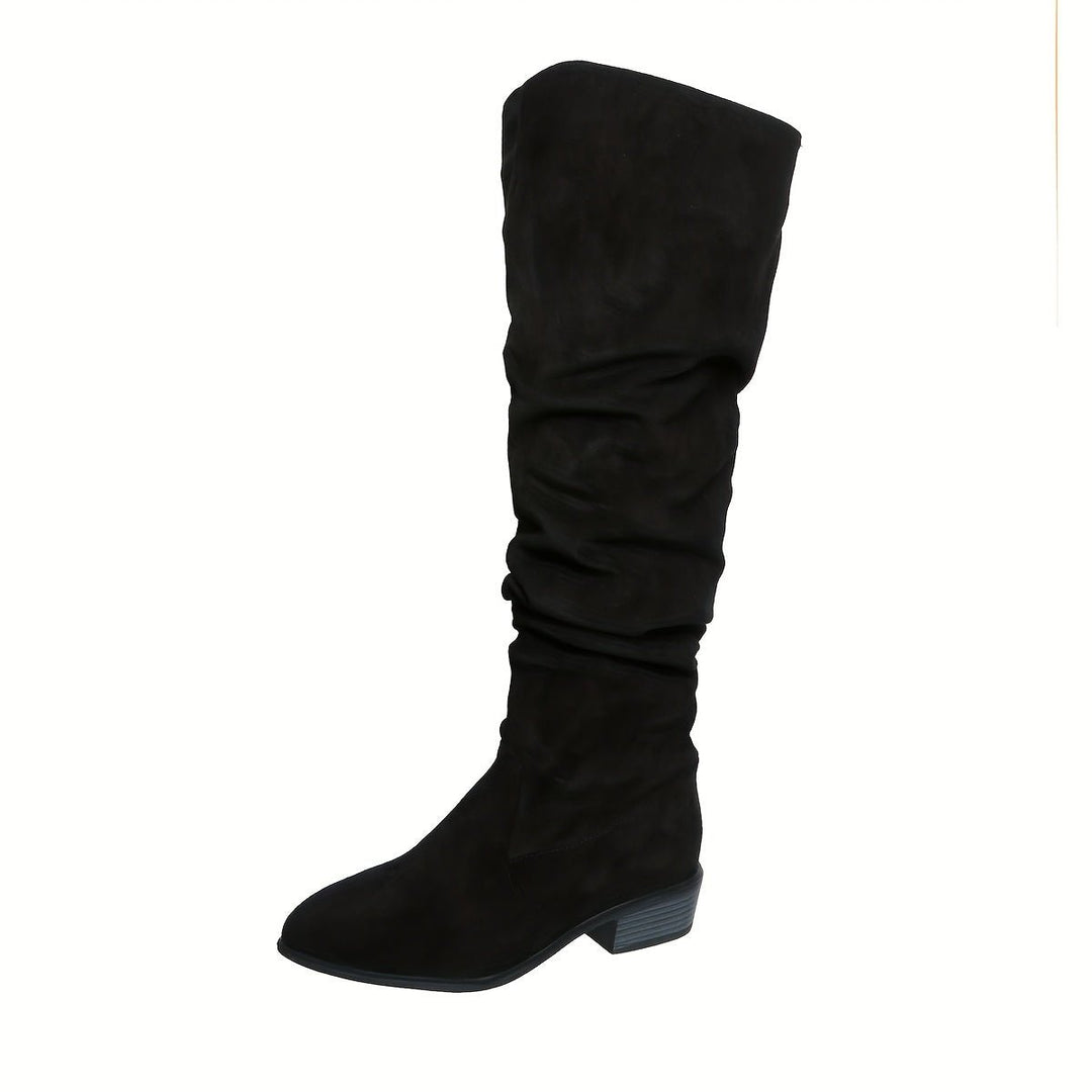 Women's Over-the-Knee Slouch Boots Low Block Heel Pointed Toe