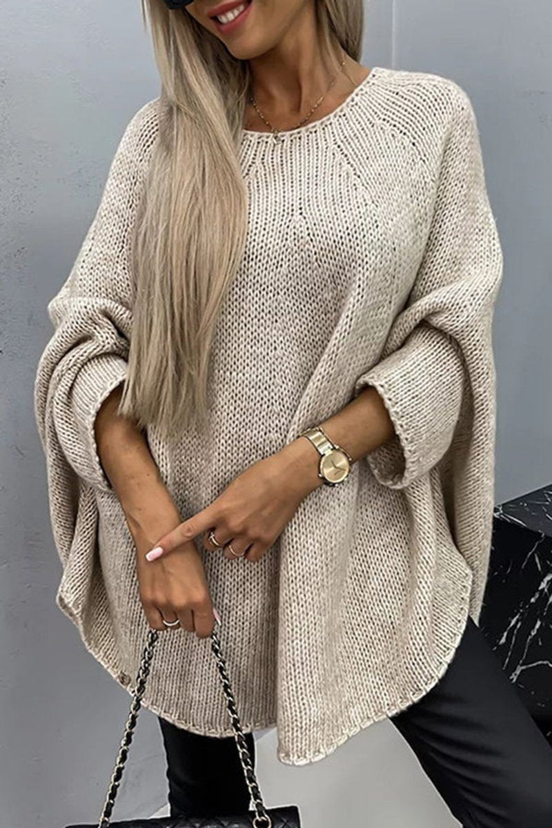 Women's Oversized Batwing-Sleeve Knitted Sweater Jumper