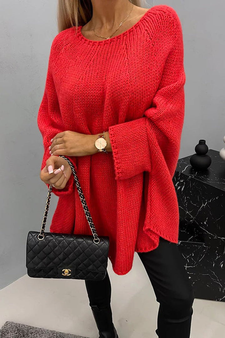 Women's Oversized Batwing-Sleeve Knitted Sweater Jumper